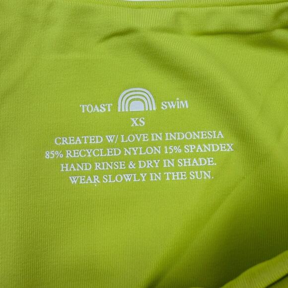 NWT Free People x Toast Bikini Set One Shoulder Top Daiquiri Green Size XS - Picture 7 of 12